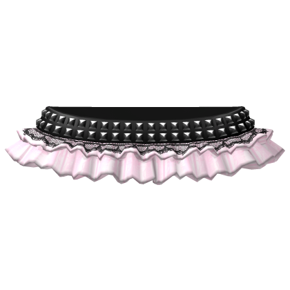 ruffled stud mini skirt 3.0 black & pink lace