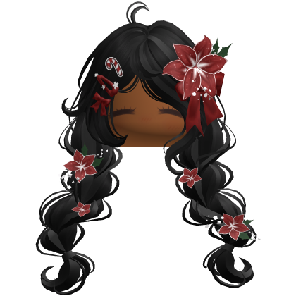 ♡ Christmas Preppy Flower Braids (Black)
