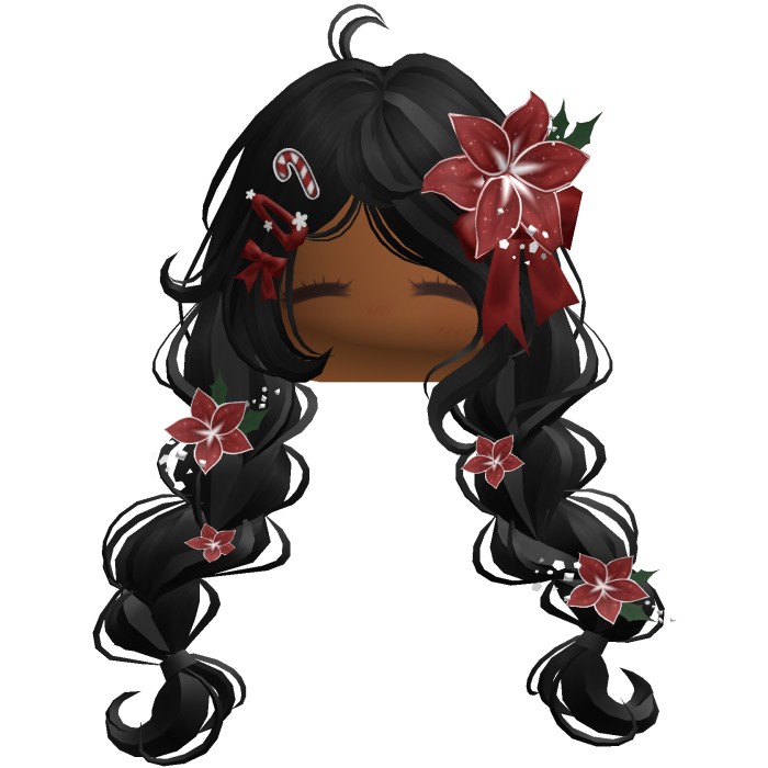 ♡ Christmas Preppy Flower Braids (Black)