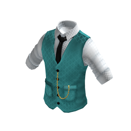 Waistcoat | Rolled up Shirt | White & Cyan