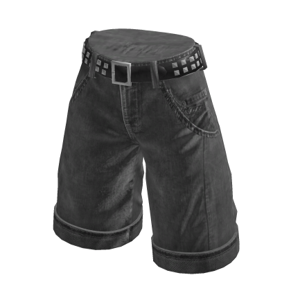 Baggy Shorts with Studded Belt (Gray)