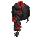 🍀Braided Ponytail w/ Red Flowers