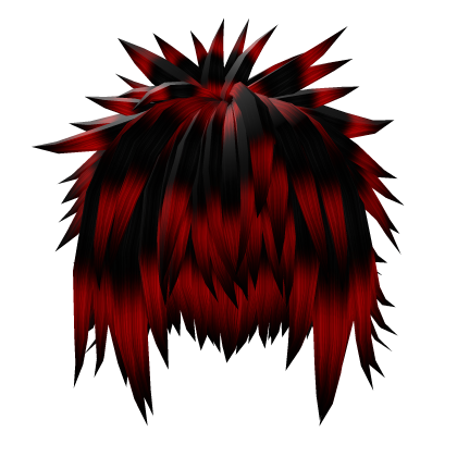 Fluffy Spiky Emo Black & Red Hair Roblox item