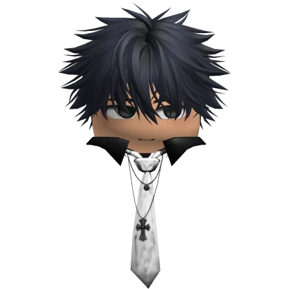 Cute Anime Hair Boy w Tie (Navy Blue) | Roblox Item - Rolimon's
