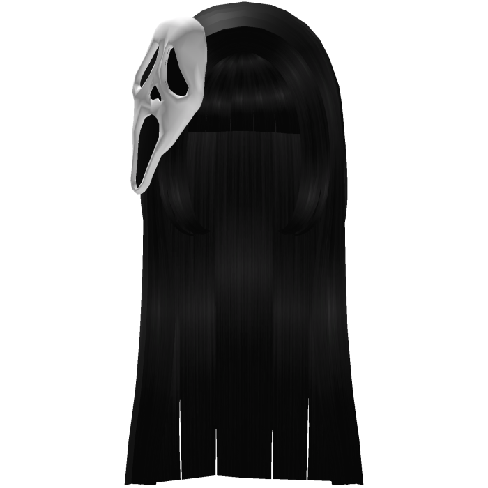 Vkei Hime Cut in Black w/ Ghost Face Mask
