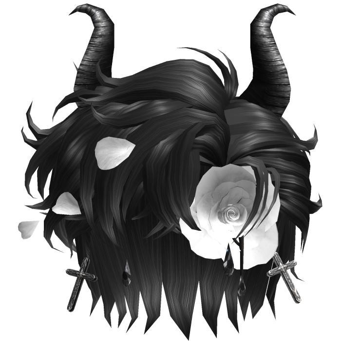 HALLOWEEN GOTH VAMPIRE ROSE CROSS BLACK HAIR