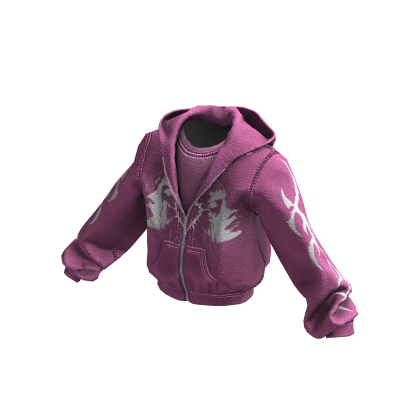 Pink Grunge Zip Up Baggy Design Jacket