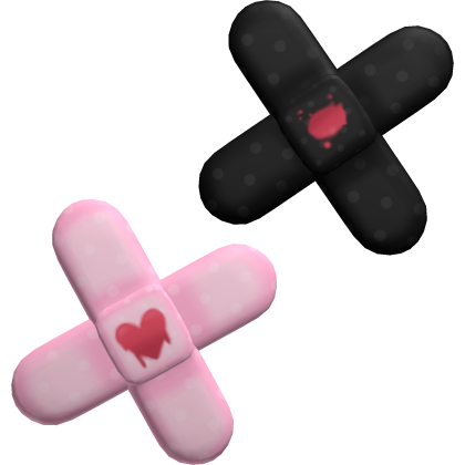 ✚ ꒰ cute pink & black band aids kawaii hairclips 