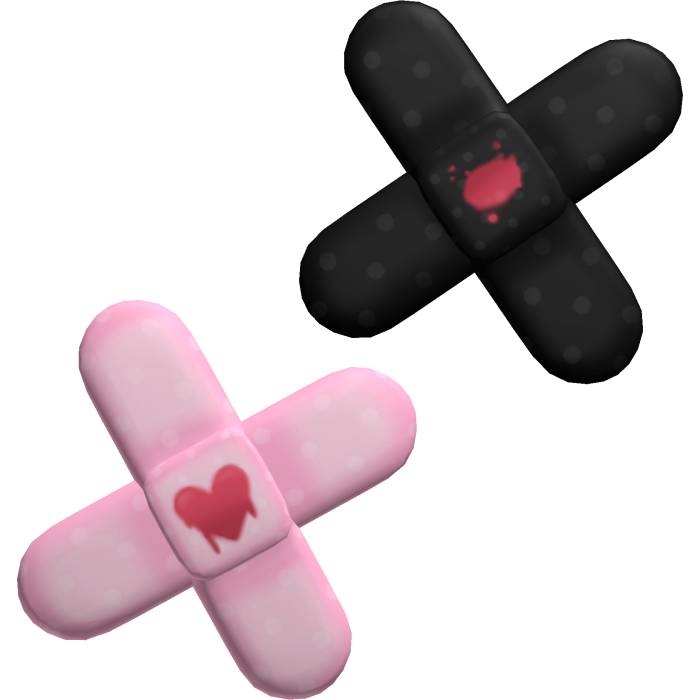 ✚ ꒰ cute pink & black band aids kawaii hairclips 
