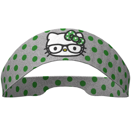 𝓚𝓓 | Gray Kitty Nerd Green Polkadot Headband Roblox item