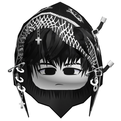 Black Messy Emo Hair w/ Y2K Hoodie & Boy Face Roblox item