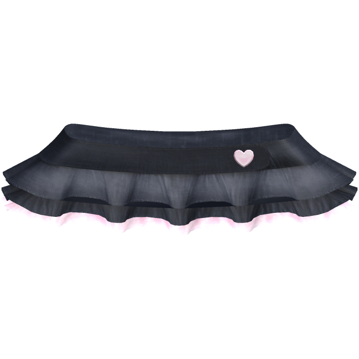 ୨୧ : adorable dark denim pink heart ruffle skirt