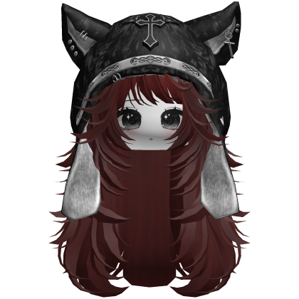 Emo Bat Beanie Wolfcut Hair Dark Red thumbnail