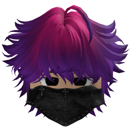 Messy Fluffy Anime Hair w Mask Roblox item