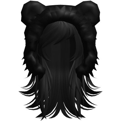 emo messy hair w bear hood black Roblox item
