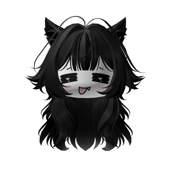 Black Emo Neko Hair w/ Cute Moe Face