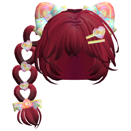 Heart Braid Strawberry Ears Hair Cute in Dark Red