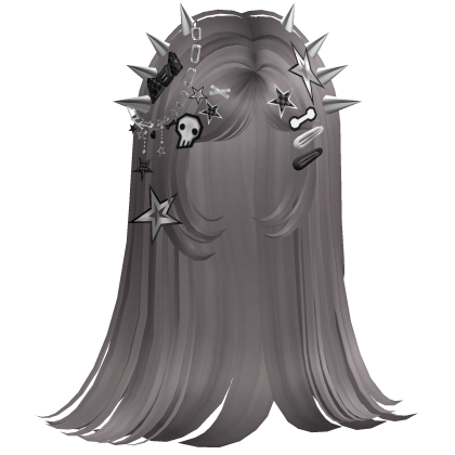 ♡ Scene Spiky Straight Hair (Grey)