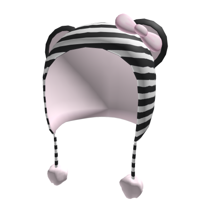 ♡ : fluffy striped winter hood (black ver)
