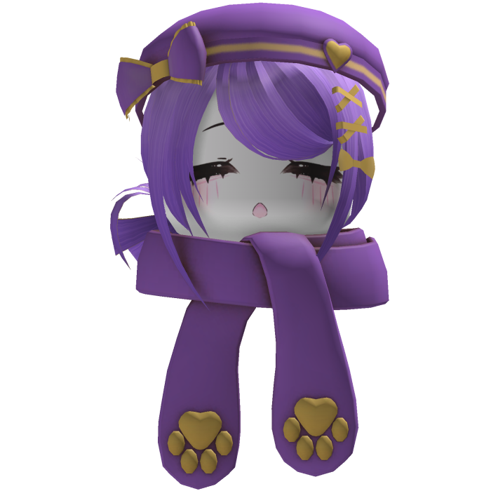 Shoujo Low Side Bun Purple Hair W/ Beanie Scarf 