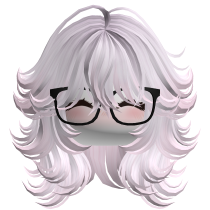 Wolfcut with Blush Face & Glasses (Silver & Pink) Roblox item