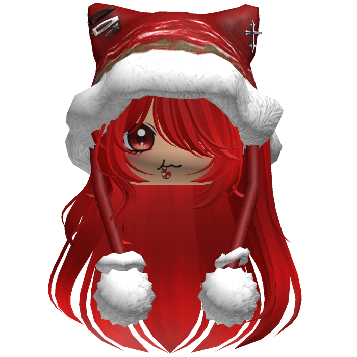 Long Red hair cute Christmas hat Y2k