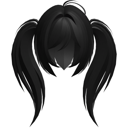 moe emo long fluffy side ponytails black