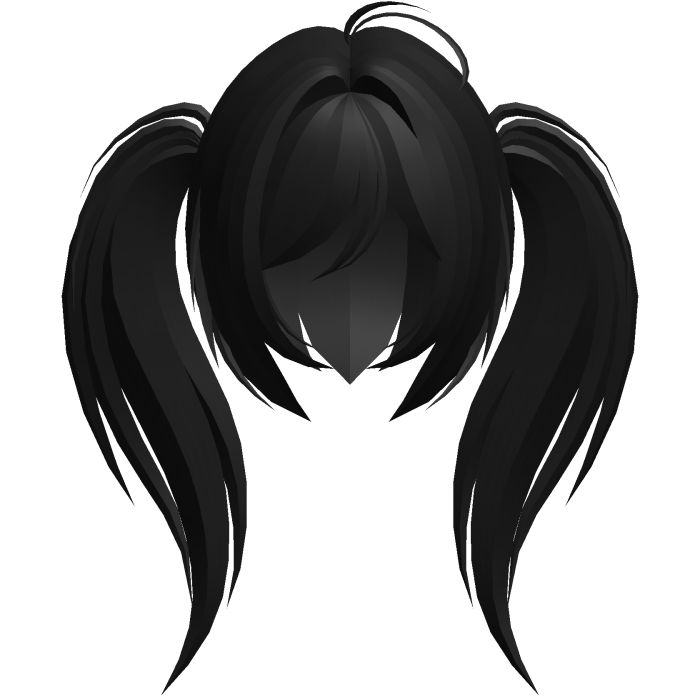 moe emo long fluffy side ponytails black