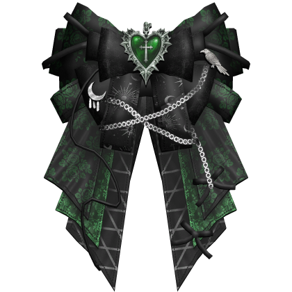 Green Emo Gothic Heart Hair Bow Ribbon Roblox item
