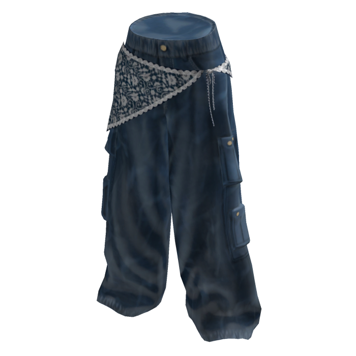 Blue Lace Cargo Baggy Pants