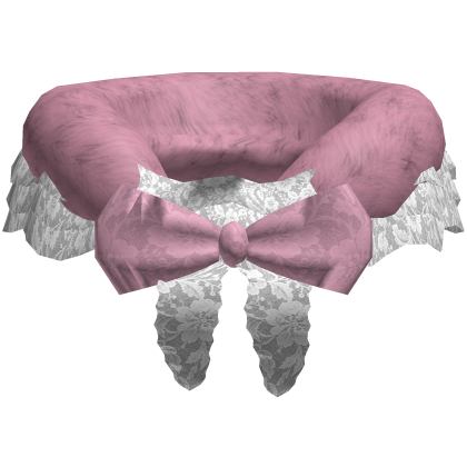 Cute Pink & White Fur Bow Shawl Winter Lace Scarf