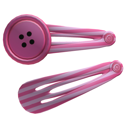 Striped Button Hairclips [Pink & Hot Pink] Roblox item
