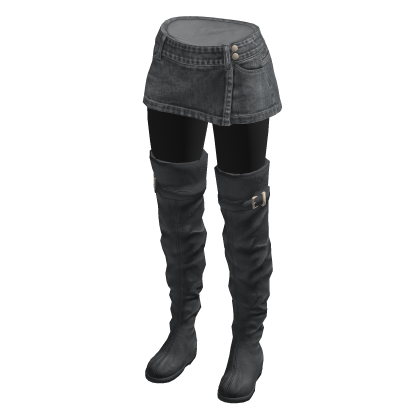 Mini Skirt with Tall Boots (Gray)