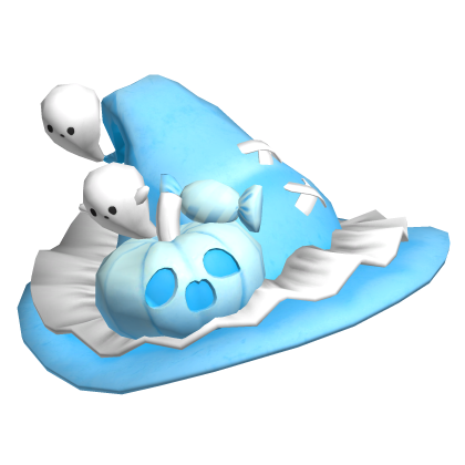 Light Blue Cute Halloween Pumpkin Tilted Hat Roblox item