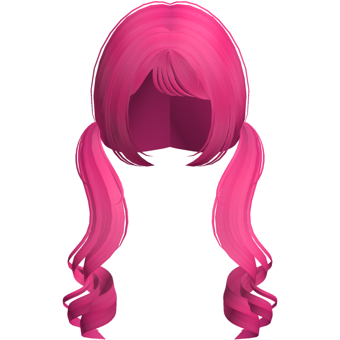 ♡ : cute long curly pigtails in hot pink