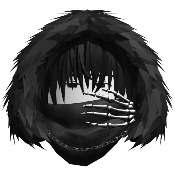 Black Skeleton Hand Fur Hood Mask Vkei Hair 