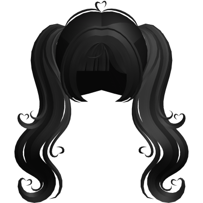 big sweet black swirly heart pigtails Roblox item