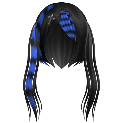 Gothic Emo black blue hair with braids and cross 
