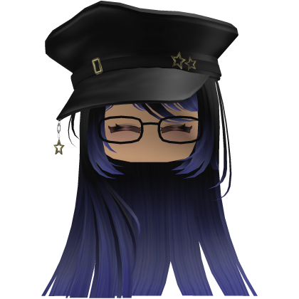 Cute emo y2k hair fluffy (black blue) 