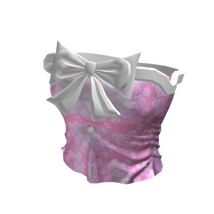 DRYROSE ♡ LOVESOME RIBBON TOP (PINK) Y2K Hime Gyaru Pink Roses Ribbon Top | Roblox Item - Rolimon's