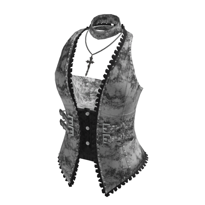 Studded Vest w/ Bandeau Top (Grey)