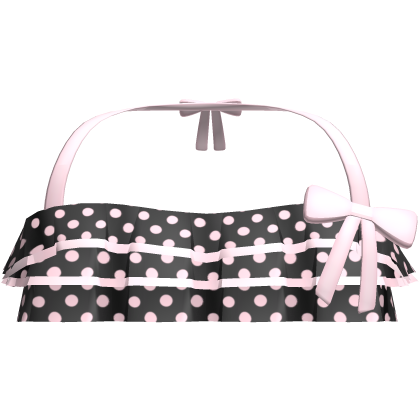 cutesy pink and black polka dot bathing suit top