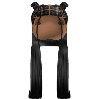 Double Braided Buns W/ Flipped Ends [Black] Roblox item