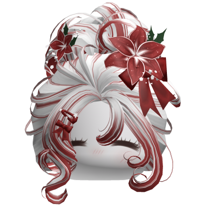 ♡ Christmas Flowery Bun Updo (White & Red)