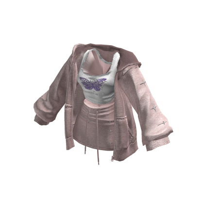 ♥Cozy Overfit Hoodie Skirt setup Pink♥