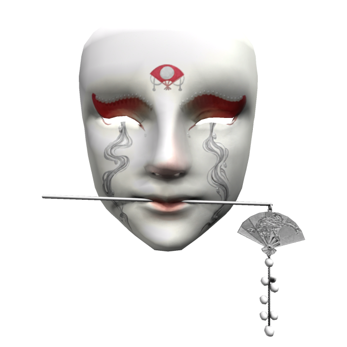 Tears Hanfu Mask - Silver Fan Hairpin [Red]
