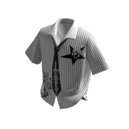 White Striped Star Button Up Shirt w/tie thumbnail