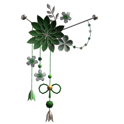 Green & Silver Lotus Japanese Flower Hairclip