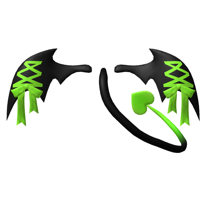 Bat Devil Imp Lace Tail - Black Green Monster Neon