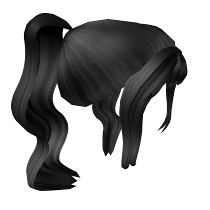 black long wavy ponytails hair Roblox item